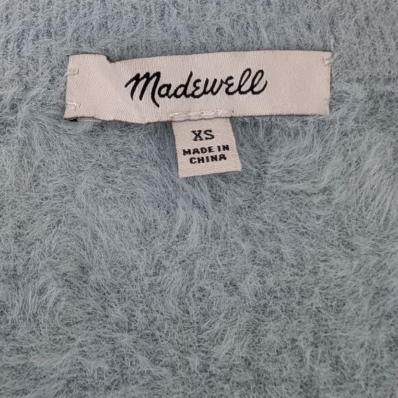 Madewell Light Feather Blue Soft Fuzzy Furry Hewitt Cardigan Sweater X-Small XS - Picture 10 of 11
